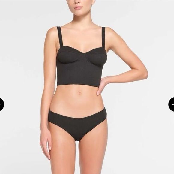 Skims Cotton Rib Picot Cropped Cami Soot Size Medium - Picture 2 of 12